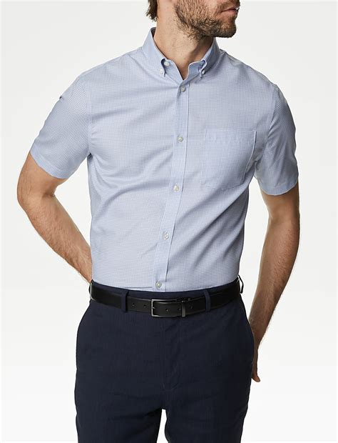 Buy Regular Fit Non Iron Pure Cotton Gingham Shirt at Marks & Spencer