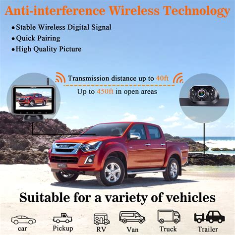 Buy Wireless Backup Camera HD 1080P 5 Inch Monitor Touch Key Screen ...