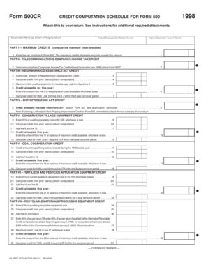 Fillable Online tax virginia CREDIT COMPUTATION SCHEDULE FOR FORM 500 ...