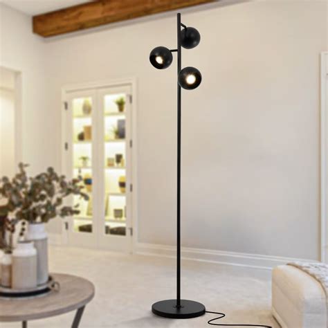 AFANQI LED Black Floor Lamp, Modern Bright High Pole Lamp, Living Room ...