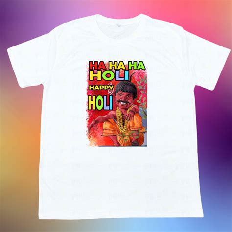 Ha Ha Ha Happy Holi T-Shirts | 70-80 GSM Polyester | Bulk Corporate ...