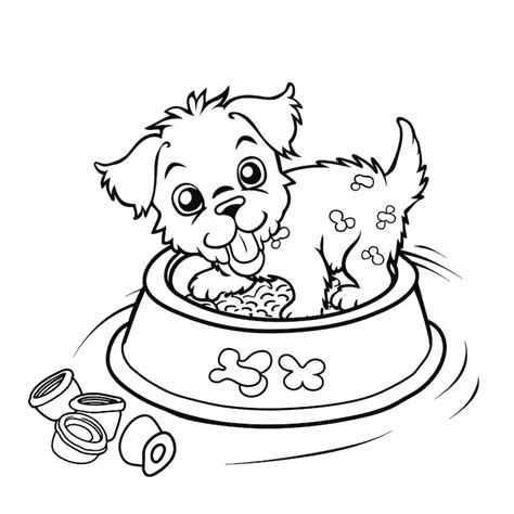 Dog eating coloring page Photos - Download Free High-Quality Pictures ...