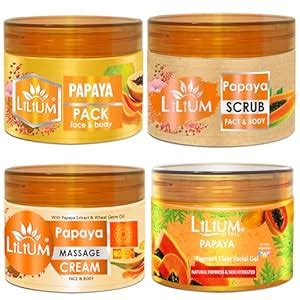 Lilium Papaya Facial Kit With Scrub, Cream, Gel and Pack, 1000g (1Kg ...