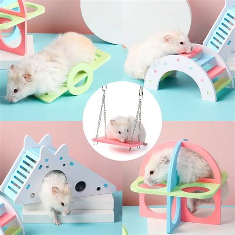 Janyoo Hamster Hideout And Toys Wheel For Dwarf Hamster Cage ...