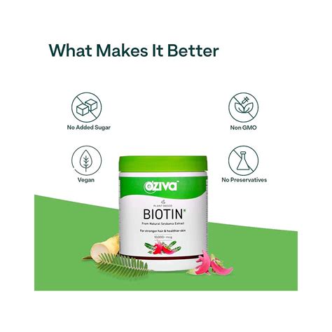 OZiva Biotin for hair growth(10,000+ mcg) 125g ₹639 | Plant based ...