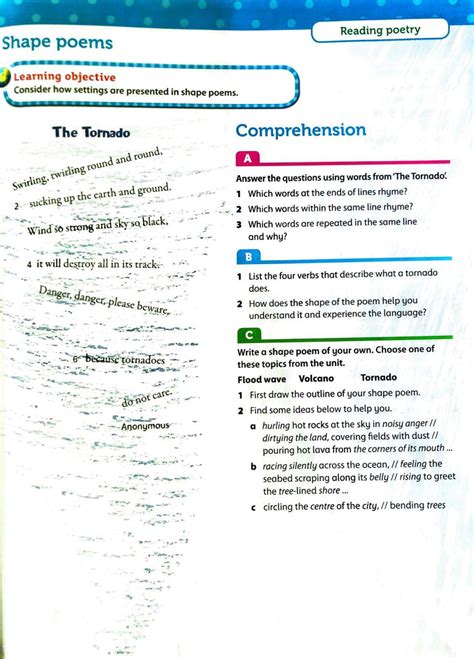 Write a shape poem. Choose one of these topics from the words below ...