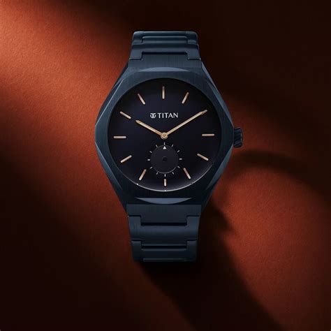 Buy Online Titan Contour Analog with Small Second and Blue Dial Blue ...