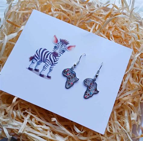 Africa Map Handmade Earrings, Africa Map Handmade Resin Earrings, Africa Map Earrings, Africa ...
