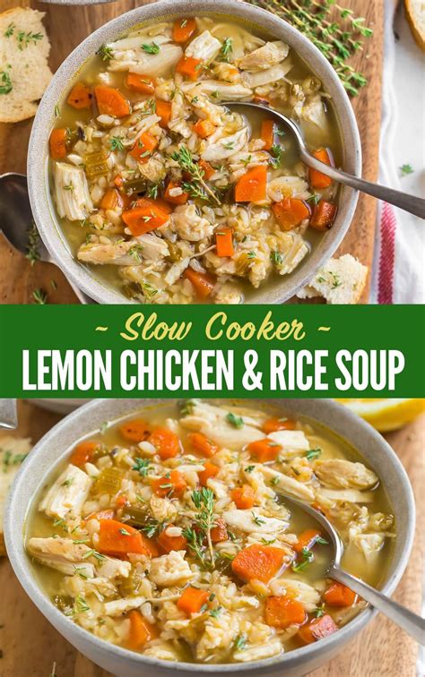 Crock Pot Chicken and Rice Soup. Made with brown rice, fresh vegetables ...