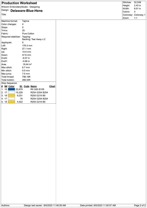 Delaware Blue Hens embroidery design - Delaware State University, Dover ...