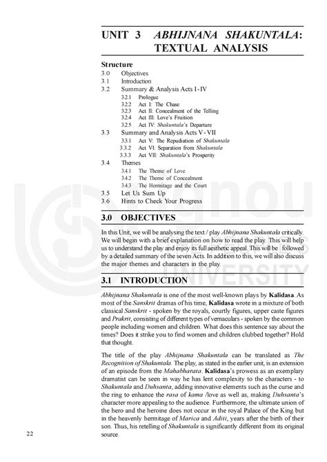 Unit3 - ABHIJNANA SHAKUNTALAM - 22 Kalidada: Abhijnana Shakuntala UNIT ...