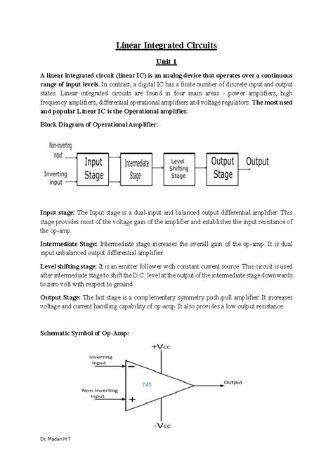 LIC Unit 1: Overview of Linear Integrated Circuits and Op Amps - Studocu