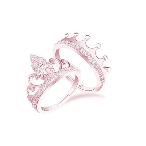 Buy I Jewels White Stone Rose Gold-Plated Ad-Studded Adjustable Ring ...