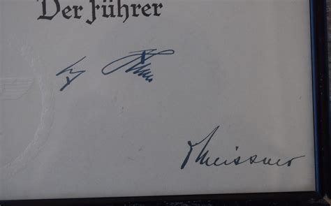 Original german document Adolf Hitler signed 3rd grade mother cross ...