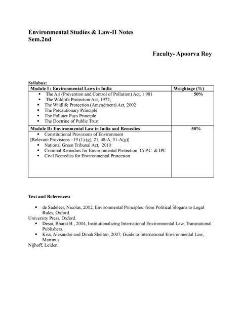 EVS - 2 Notes - Environmental Studies & Law-II Notes Sem Faculty ...