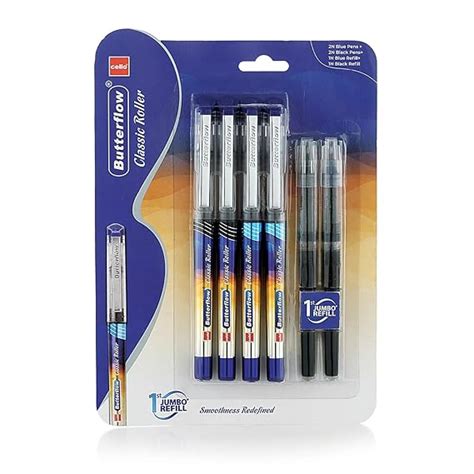 Cello Butterflow Classic Roller Pen Set | Pack of 4 Roller Pens | 2 ...
