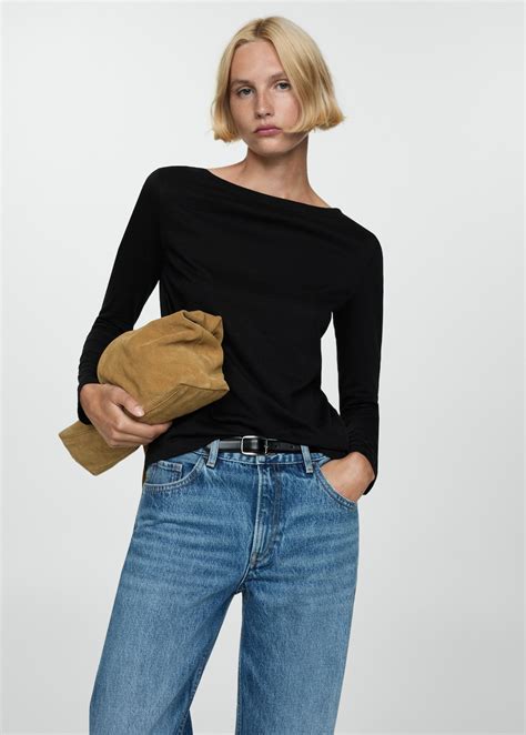 Long-sleeved boat-neck t-shirt - Women | MANGO Vietnam