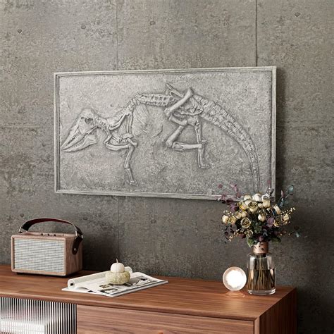 Buy COSIEST Dinosaur Fossil Sculpture Wall Decor, 37x19inch Rustic ...