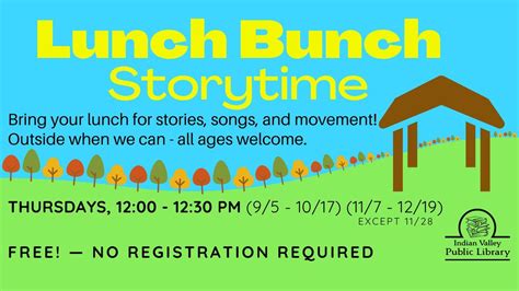 Lunch Bunch Storytime (All ages), 100 E Church Ave, Telford, PA, United ...