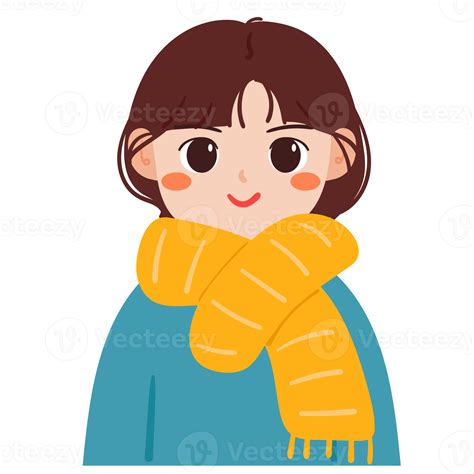 cartoon girl wearing scarf. cute girl drawing for profile picture ...