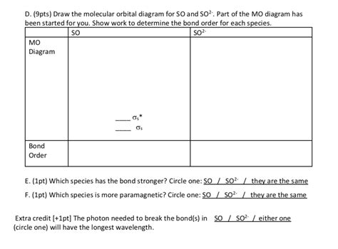 Solved D. (9pts) Draw the molecular orbital diagram for SO | Chegg.com
