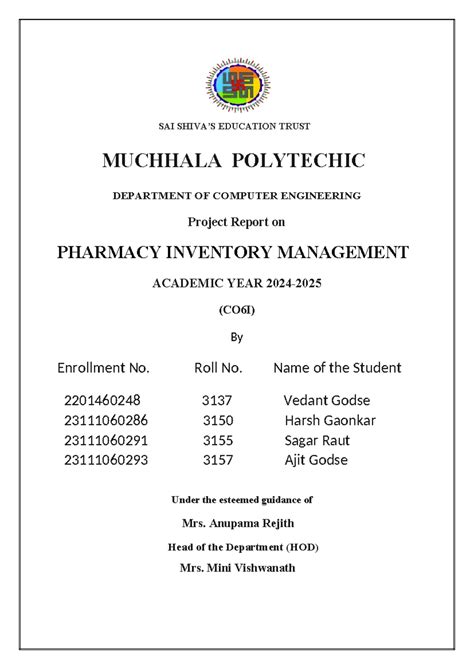 Pharmacy Inventory Management Project Report (CO6I) - Capstone Project ...