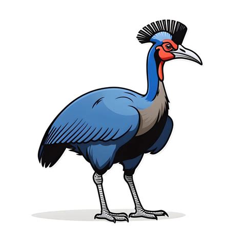 Crested cassowary bird isolated on white background vector illustration ...