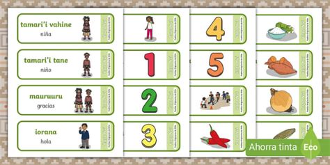 Tarjetas de Vocabulario Rapa Nui Español