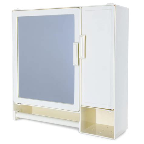 SFT Plastic Action Bathroom Mirror Cabinet with Shelves and Rod Double ...