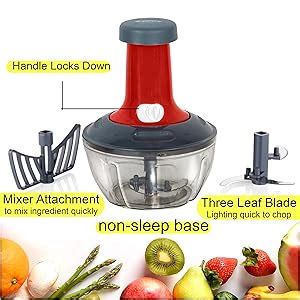 Tizer Food Chopper 650ml, 2 in 1 Quick & Easy 3 Blade Manual Hand-Press ...