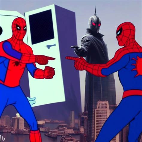 Spider-man pointing at Spiderman Meme (AI Version showing a lot of ...