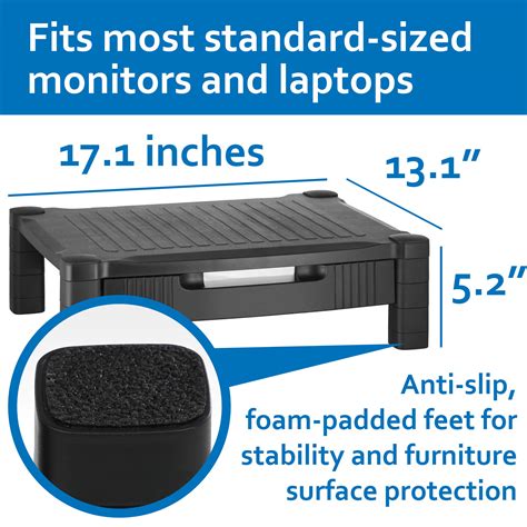 Halter Monitor Stand Riser with Organizer Drawer and Cable Management ...