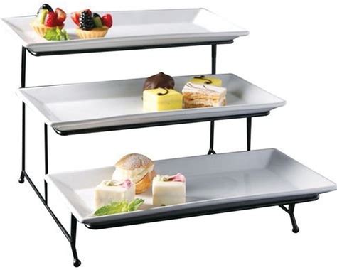 ImperialHome Gibson 3 Tiered Platter Stand with Rectangle Plates, India ...