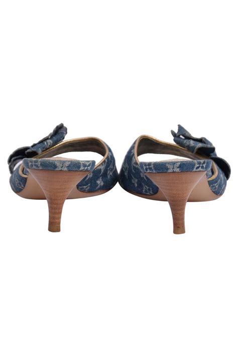 Louis Vuitton Blue Monogram Denim Flower Detail Sandals