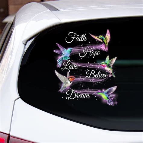 Buy Hummingbirds Faith Hop Love Believe Dream Car Decal, Beautiful ...