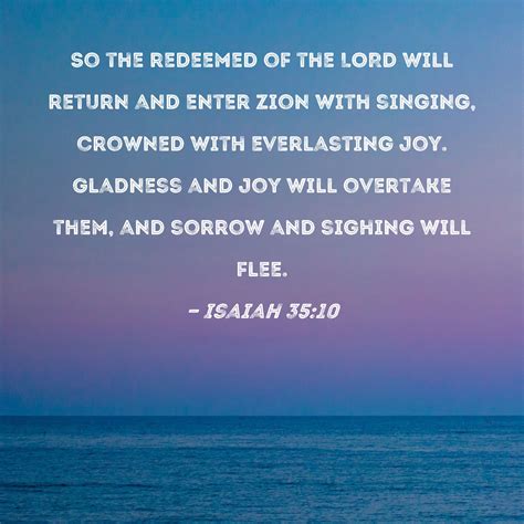 Isaiah 35:10 So the redeemed of the LORD will return and enter Zion ...