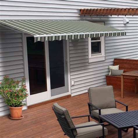 ALEKO 16'x10' Retractable Motorized Patio Awning, Multi Striped Green ...