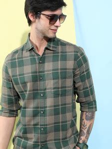 HIGHLANDER Men Checkered Casual Green Shirt - Buy HIGHLANDER Men ...