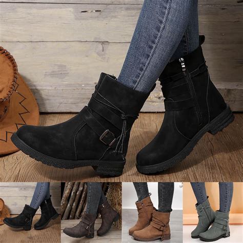 Black Booties TKYCMSUAKI Women's Wide Width Ankle Boots Low Heel Side ...