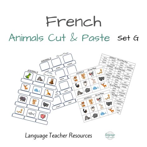 French Animals Cut and Paste Set G - Language Teacher Resources