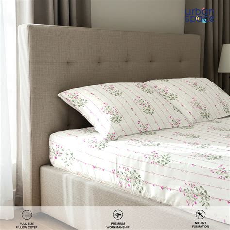 Buy 100% Pure Cotton Bedsheet with Pillow Cover - Sedum Pink – Urban ...