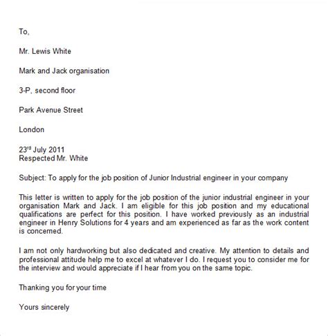 Personal Letter Example for Job 的图像结果