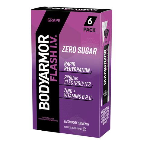 BODYARMOR Flash IV Rapid Rehydration Electrolyte Powder Mix, Grape, 6pk ...