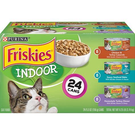 Buy 24 Pack Friskies Indoor Wet Cat Food Variety Pack, Indoor, 5.5 oz ...
