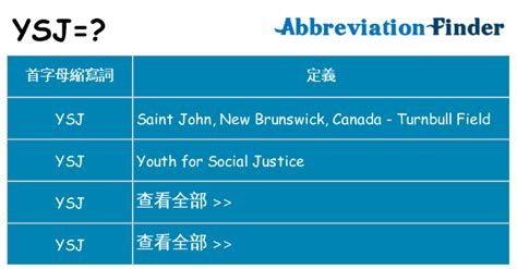 YSJ是什麽意思? - YSJ的全稱 | 在線英文縮略詞查詢