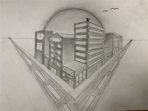 4 Point Perspective Drawing City