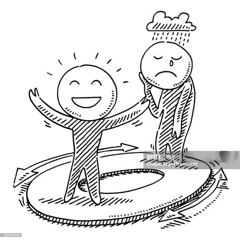 Happy And Sad Opposite Feelings Drawing High-Res Vector Graphic - Getty ...