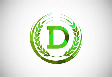 Alphabet D-Schild mit einem Weizenkranz Polygonales Logo-Konzept für ...