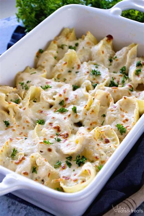 Chicken Alfredo Stuffed Shells - Julie's Eats & Treats