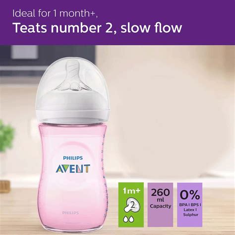 Buy PHILIPS AVENT NATURAL 2. 0 PINK FEEDING BOTTLE 260ML SCF034/10 ...